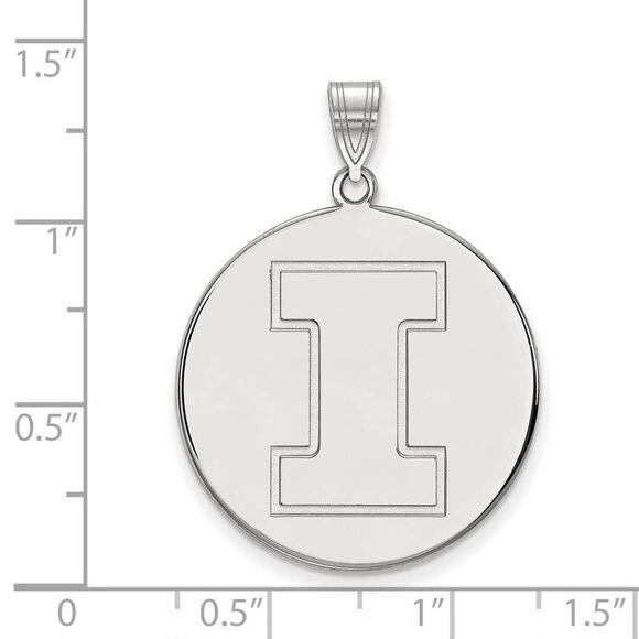 14k White Gold U. of Illinois XL Initial I Disc Pendant